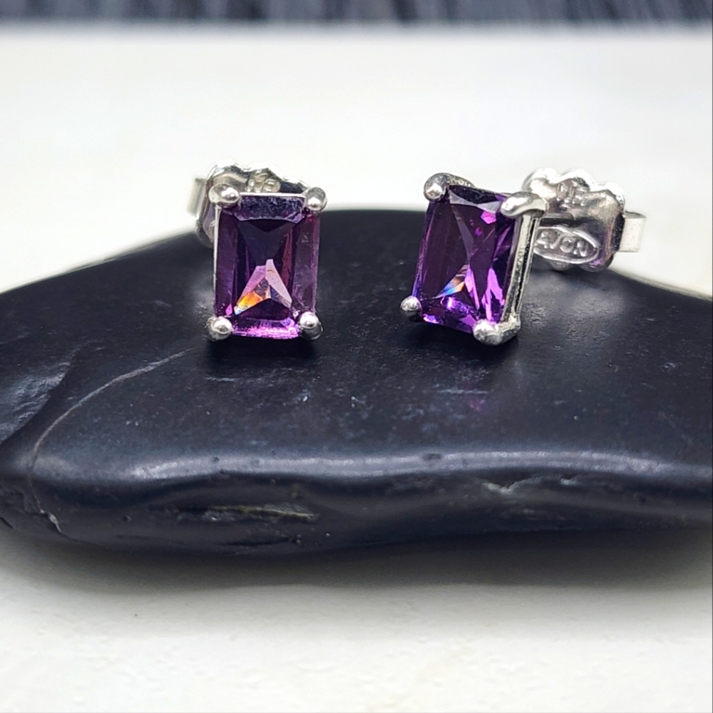 Amethyst Rectangular Stud Earrings by Avon